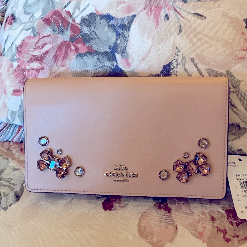 COACH CROSSBODY CRYSTAL 
& LEATHER WALLET & SLIM PHONE CASE. NWT - Picture 8 of 8